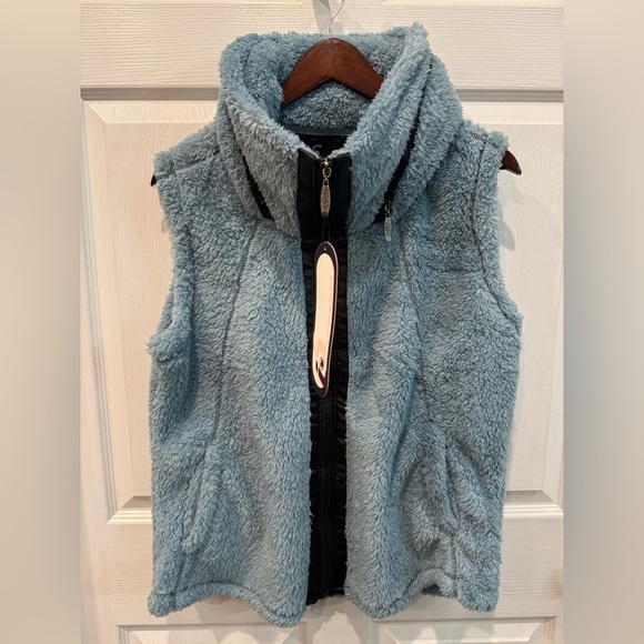 i 5 Apparel Jackets & Blazers - i 5 Apparel Women's High Pile Fleece Vest With Hood Size XL Blue NWT